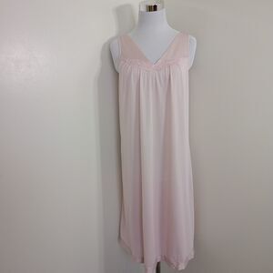 Vintage Vassarette Nightgown Pink Sleeveless V Neck Nylon USA Made Size Small